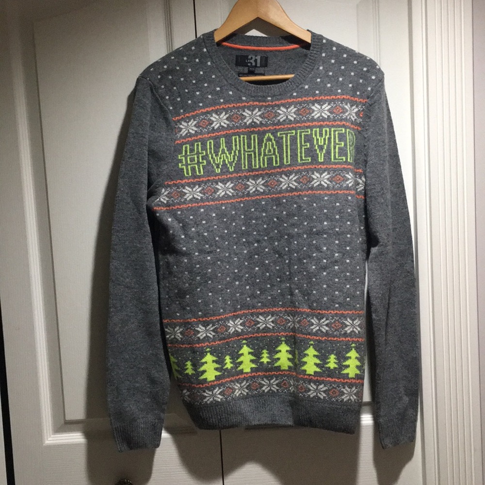 LE31 ‘whatever’ jacquard lambswool men’s sweater M